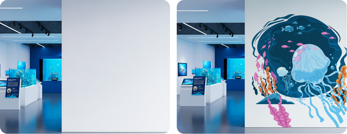 Aquarium Gallery Jellyfish Wall Art for Immersive Exhibit Design